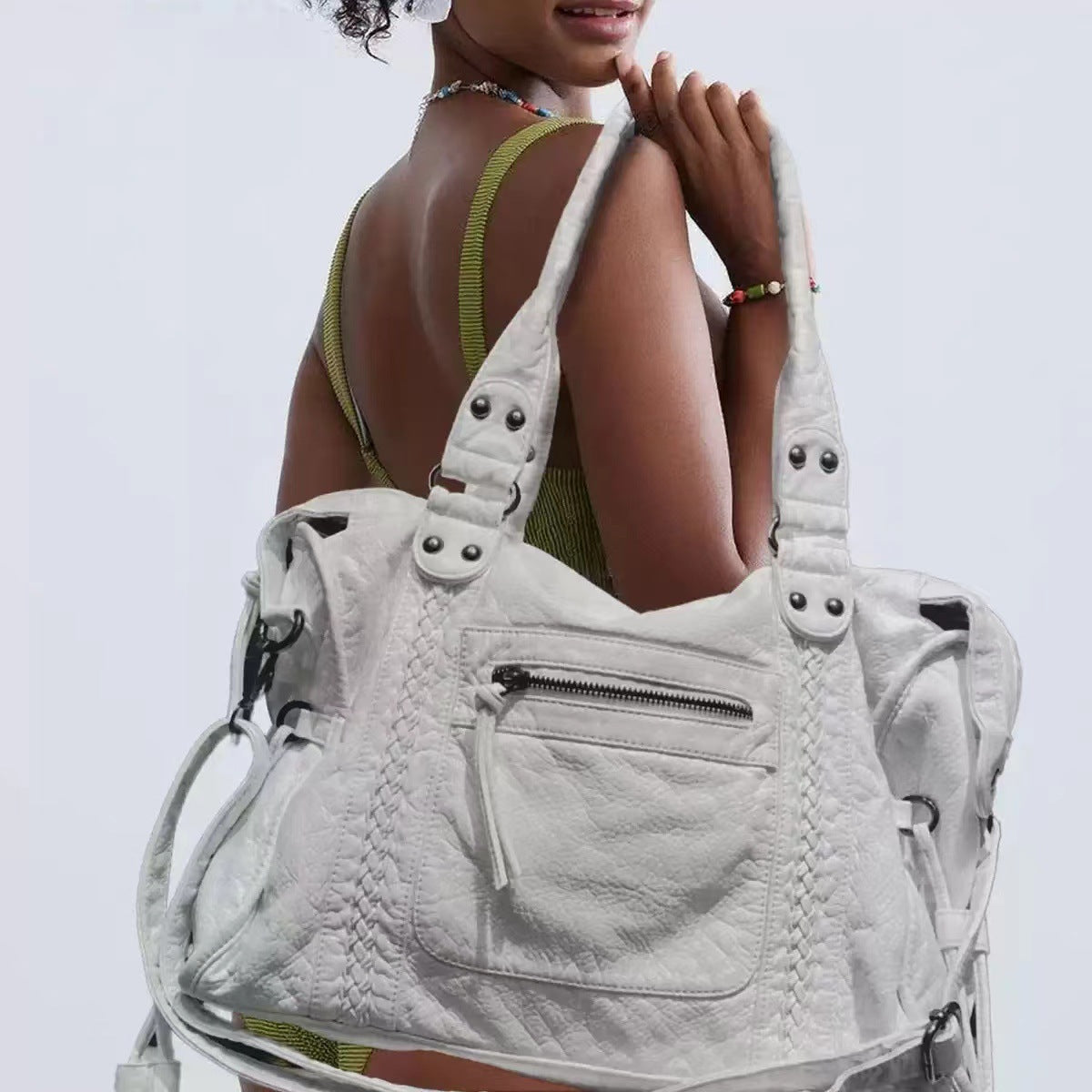 Damen Schultertasche PU-Leder geräumig mit Laptopfach und verstellbarem Schulterriemen | Brehn