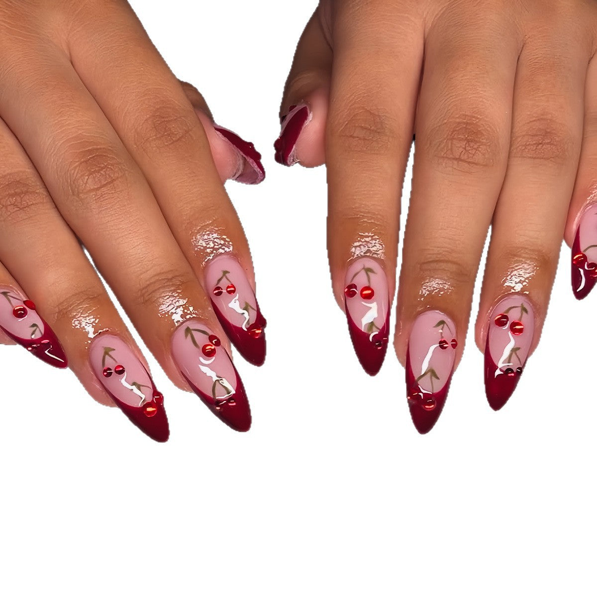 Künstlerisches Kirschblüten Press-On Nagelset Brehn