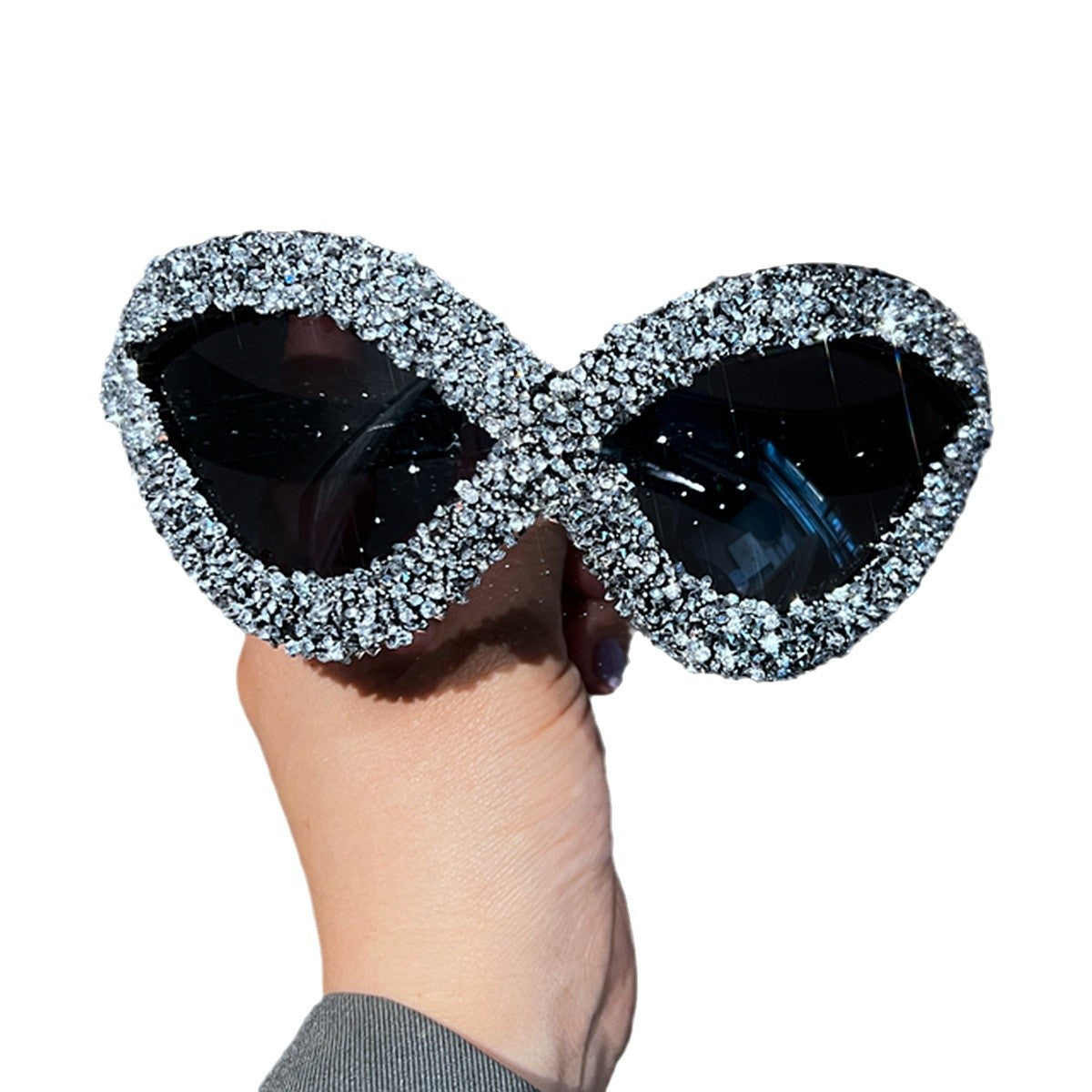 Damen extravagante Sonnenbrille mit funkelndem Kristallbesatz Brehn