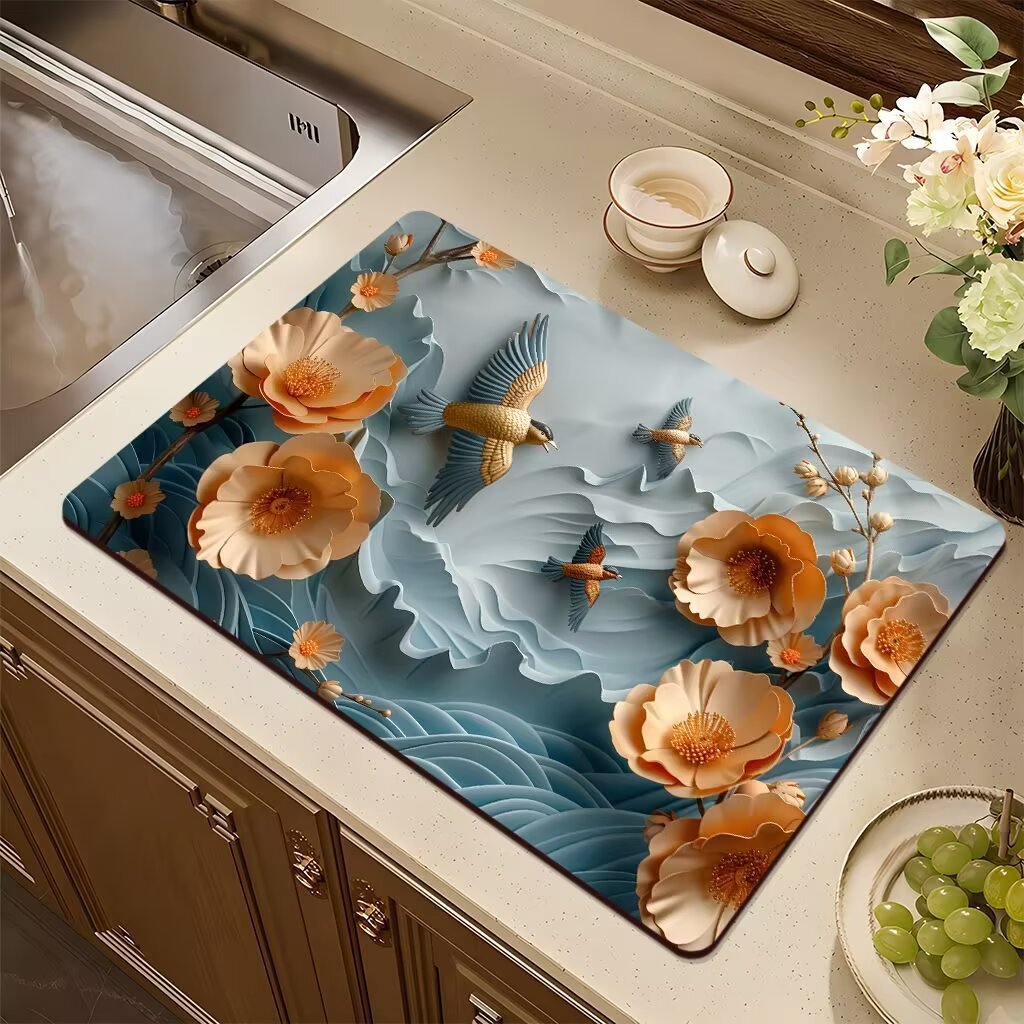 Künstlerisches Blumendesign Küchenmatte Brehn
