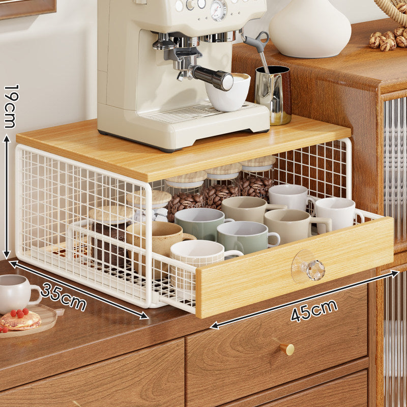 Theken Holzplatte Mesh Schublade Kaffee Station Organizer