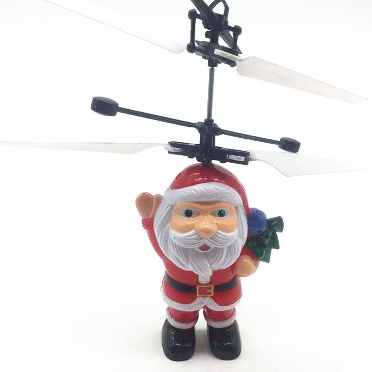 Fliegende Weihnachtsmann Dekofigur mit Rotor