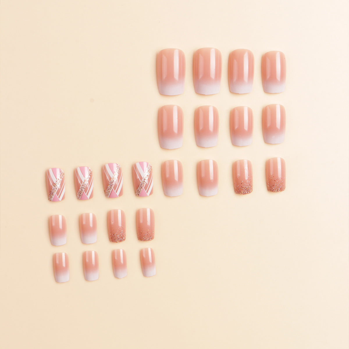 Elegantes Glänzendes Press-On-Nageldesign-Set Brehn