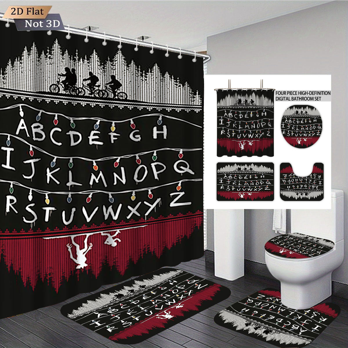 Stranger Things Abenteuer-Themen Digitales Badezimmer-Set Brehn