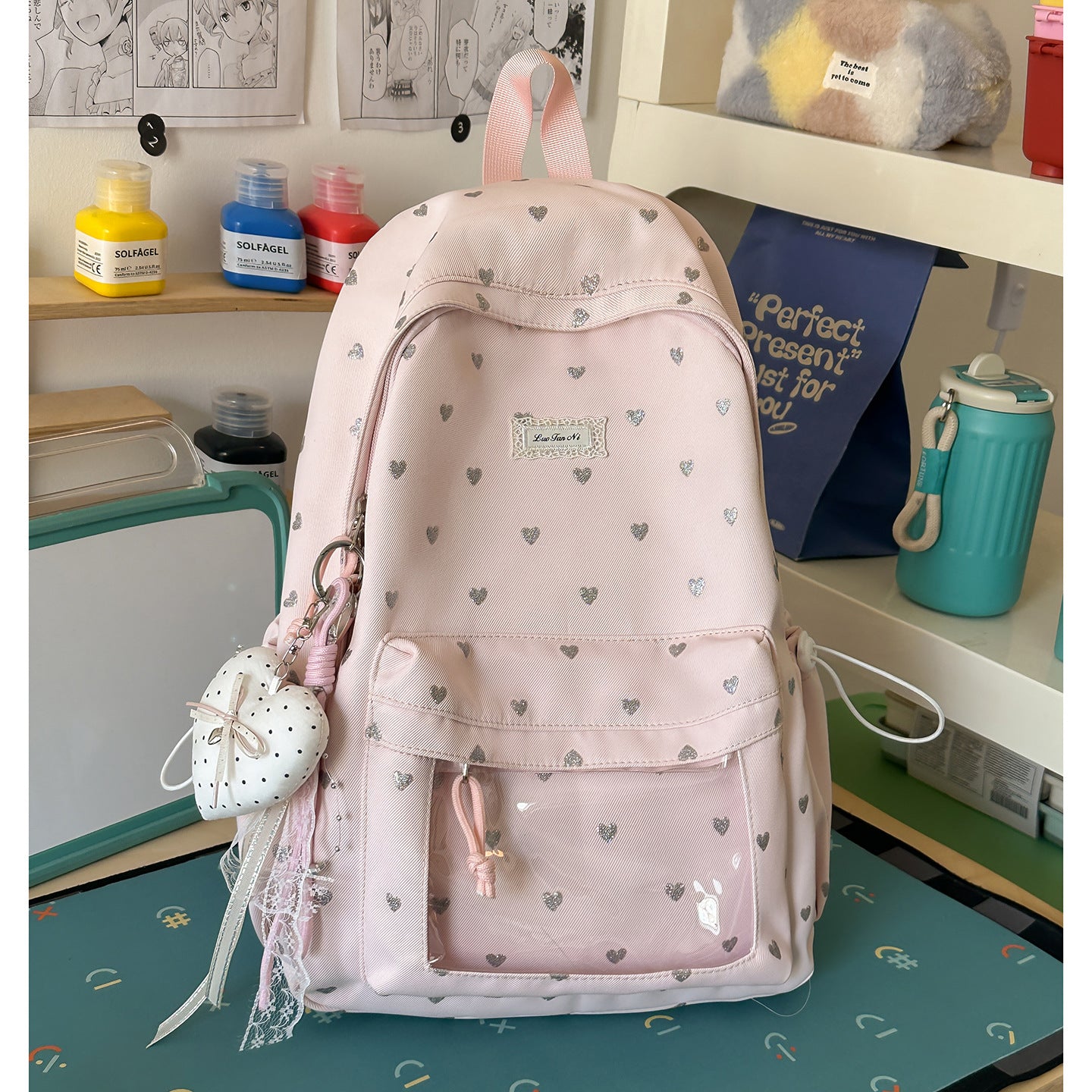Herz-gestalteter lässiger Schulrucksack