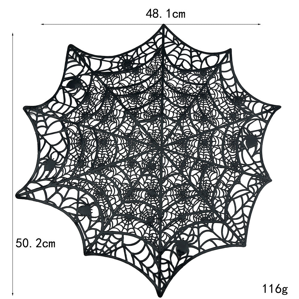 Flexible Spinnennetz-Tischmatte aus hitzebeständigem Silikon als Platzset und Dekountersetzer mit Spinnenrelief