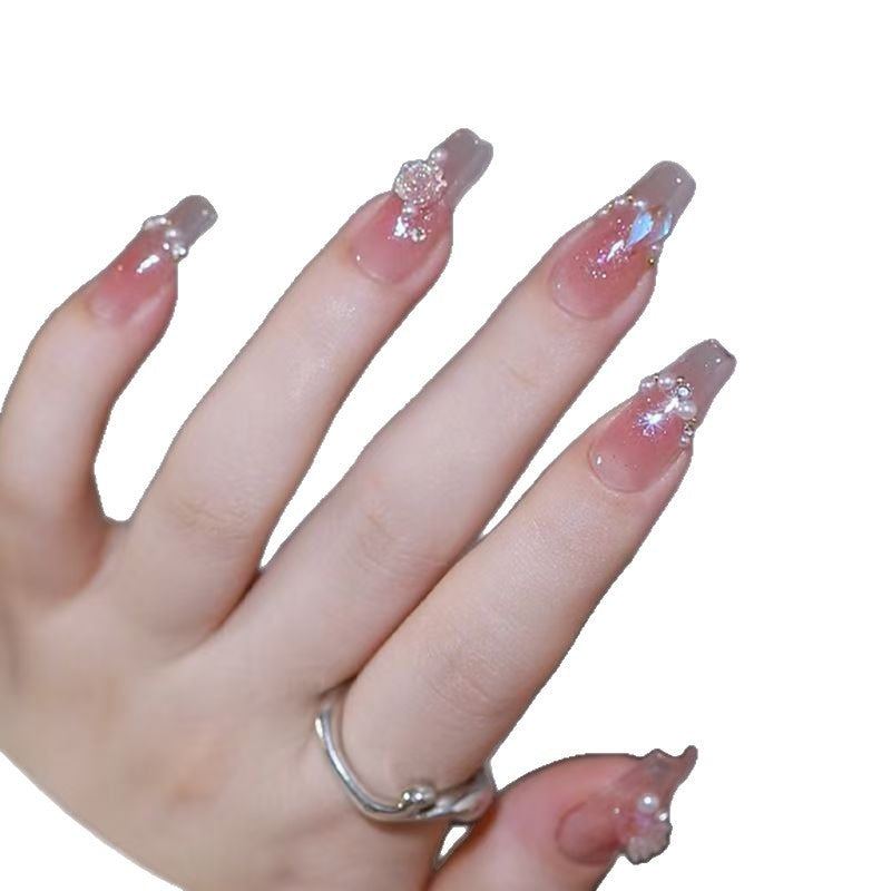 Dekoratives Press-On-Nagelset mit Strass-Akzenten Brehn