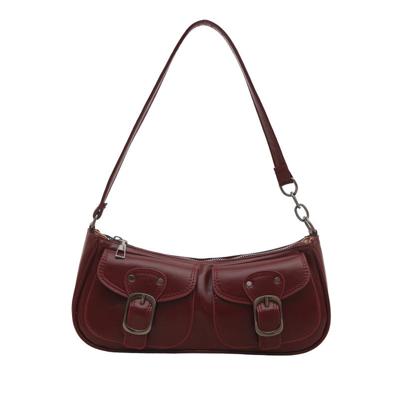 Stilvolle Schultertasche mit doppeltem Taschen Brehn
