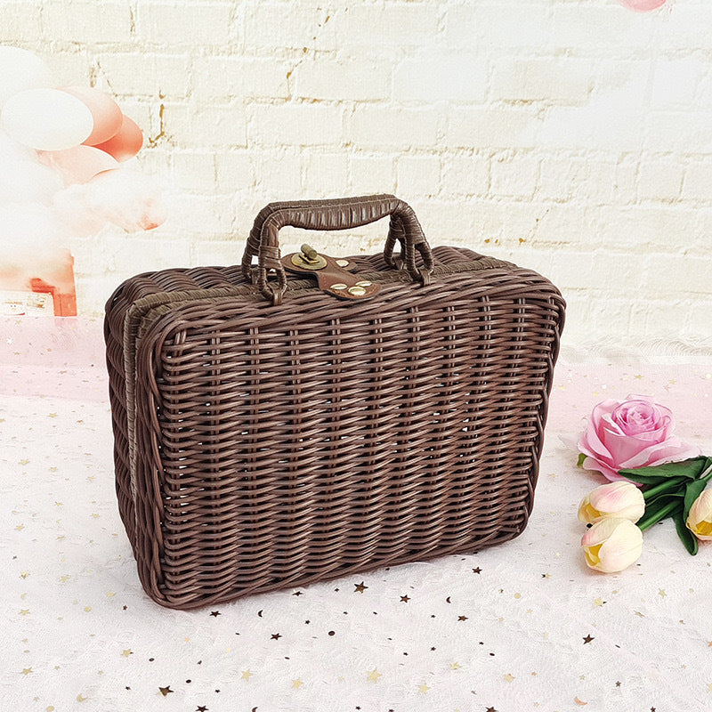 Damen Stilvolle Rattenbox mit praktischen Griffen Brehn