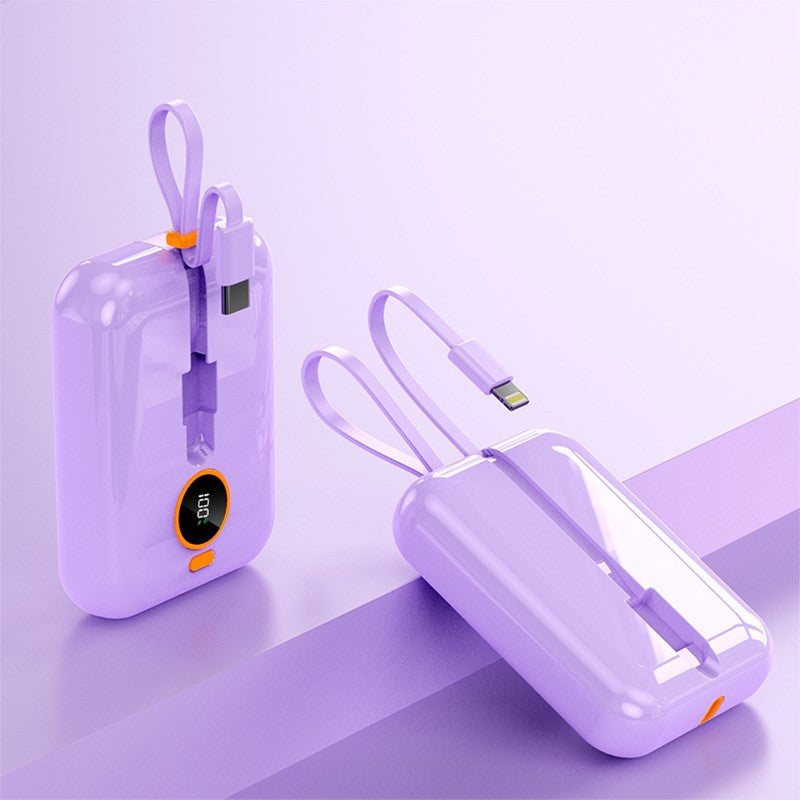 Tragbare Mini-Powerbank mit Integriertem Ladekabel und Digitaler Anzeige Brehn