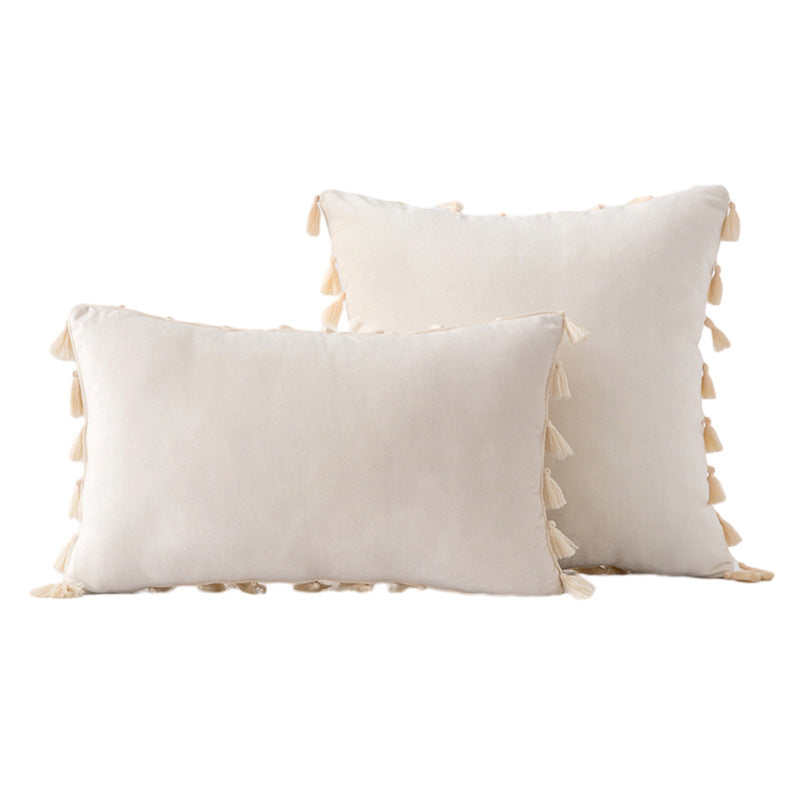 Velvet Quaste-Trim Quadrat und Lenden Dekokissen Set