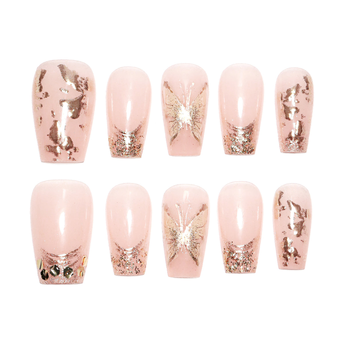 Künstliche Nagel-Nailart-Set mit Glitzer- und Blumenverzierungen Brehn