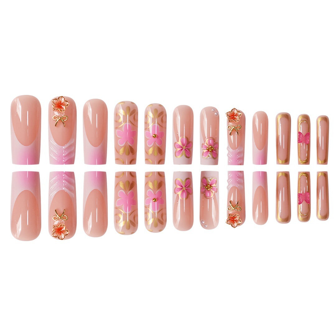 Künstlerisches 3D-Blumen-Press-On-Nagel-Set Brehn
