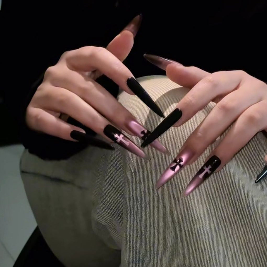 Trendige Grafik Press-On Nagelset