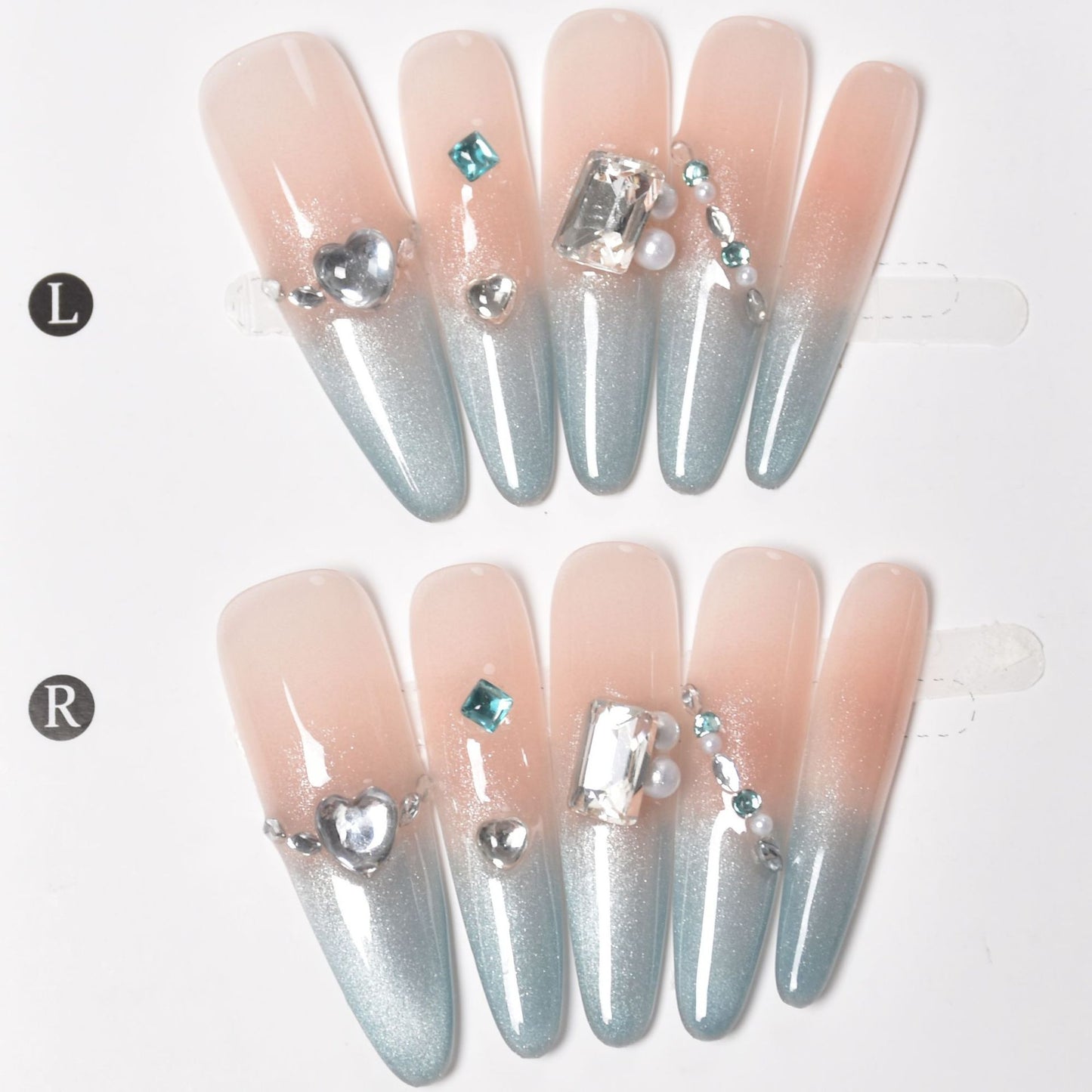 Elegante Strass-beschmückte Stiletto Press-On Nagelset Brehn
