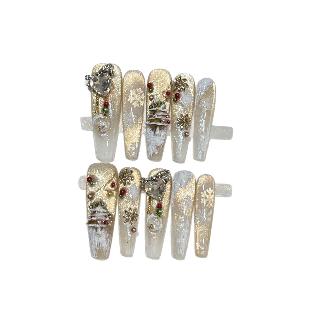 Festliche Glamour Stiletto Press-On Nagelkunst Set Brehn