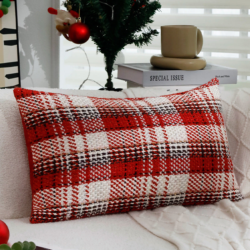 Quadratischer kariert gewebter Kissenbezug im Tweed‑Look für Sofa & Festliche Deko Brehn