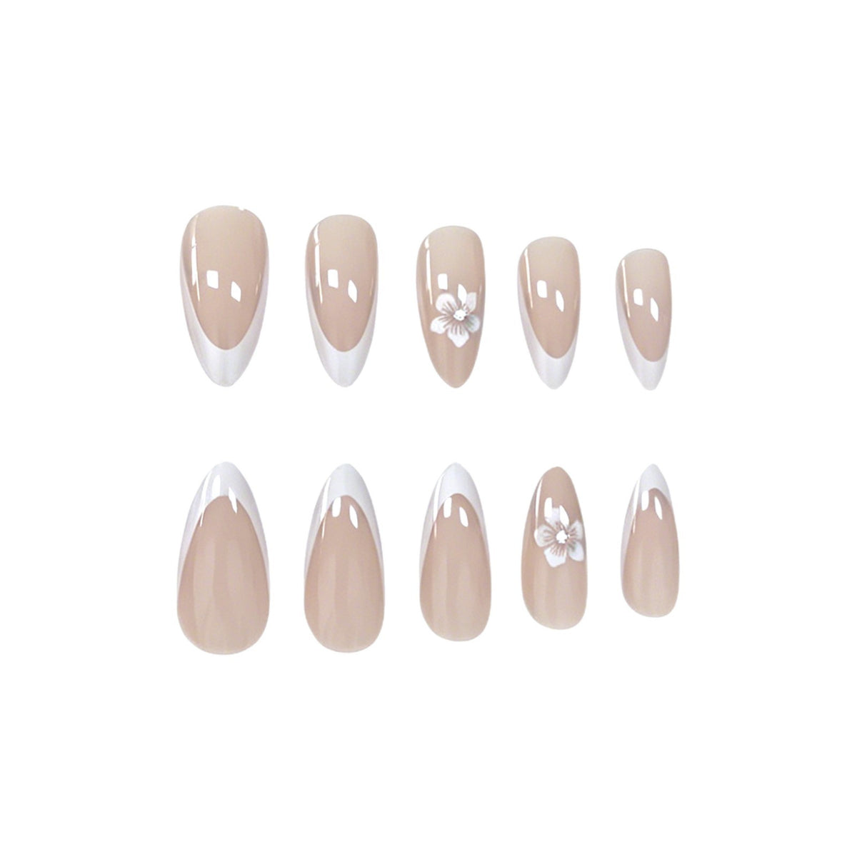 Elegante florale französische Spitzen-Acryl-Nagelverzierungen Brehn