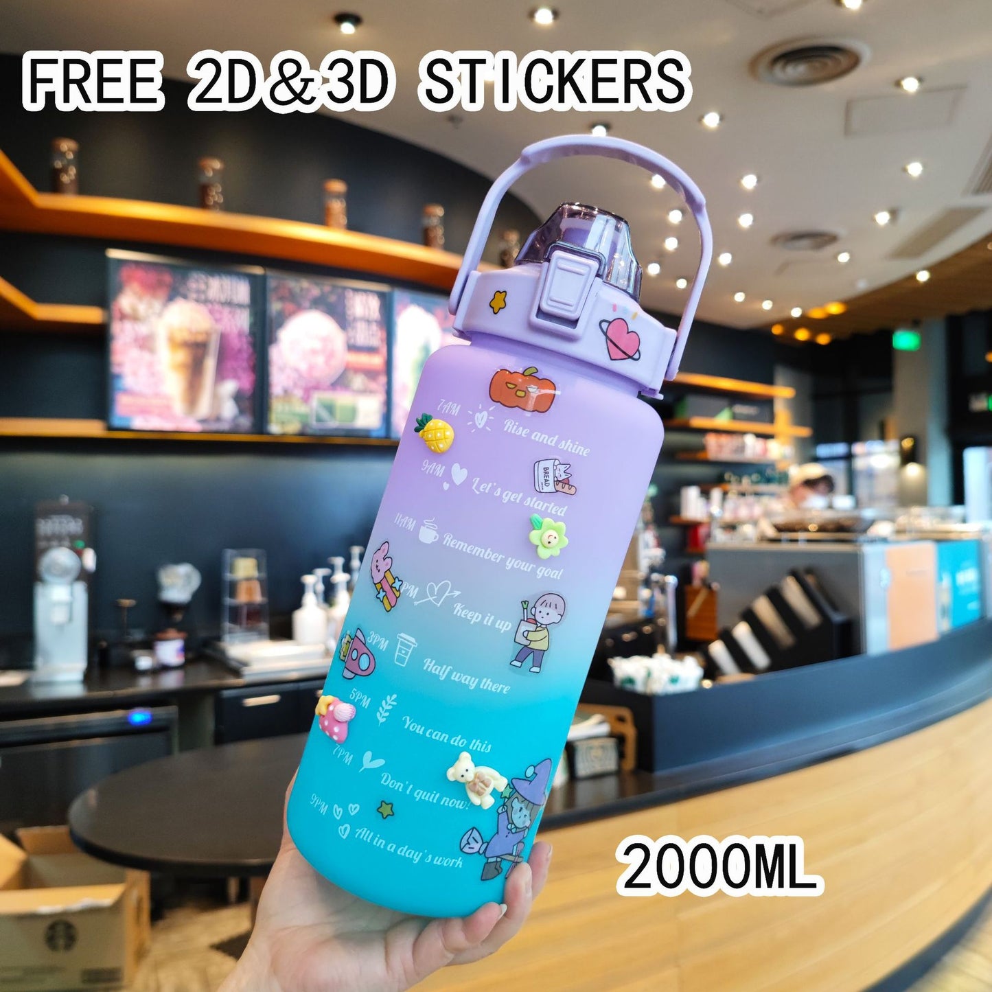 Damen Motivierende Trinkflasche mit interaktivem Sticker-Set Brehn