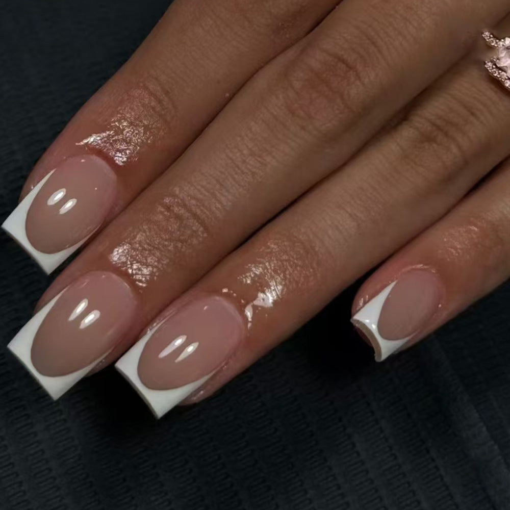 Elegante französische Spitze Acryl Druck-Nägel Brehn