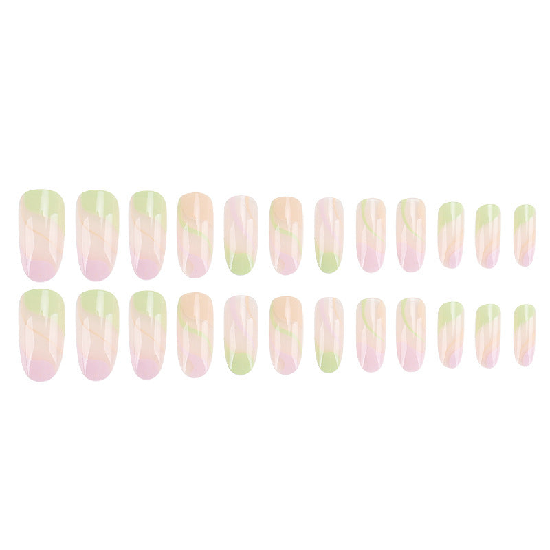 Künstlerisches Press-On-Nagelset mit gewelltem Design Brehn