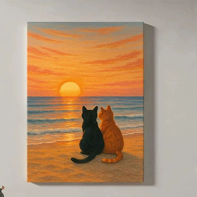Künstlerische katzenmotivierte Leinwandwandkunst