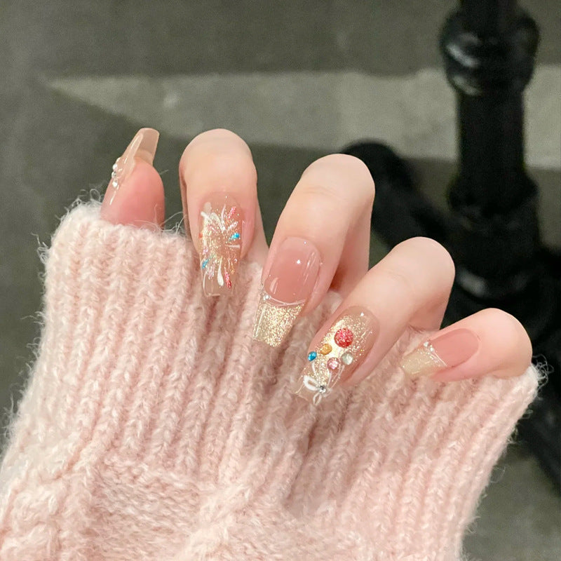 Künstlerischer Glitzer- und dekoratives Press-On-Nagelset Brehn