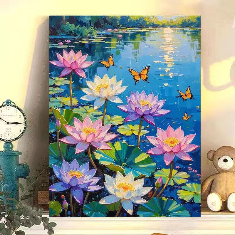 Elegante Floral Lotus Leinwand Kunst Brehn