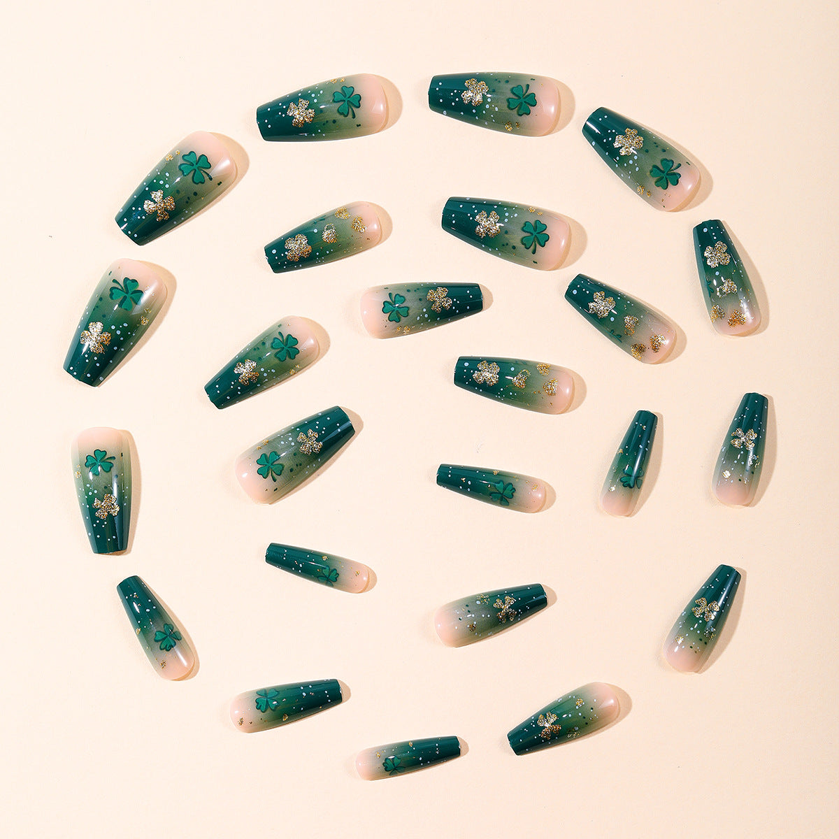 Dekorative Shamrock Glitter Nagel Kunst Extensions Brehn