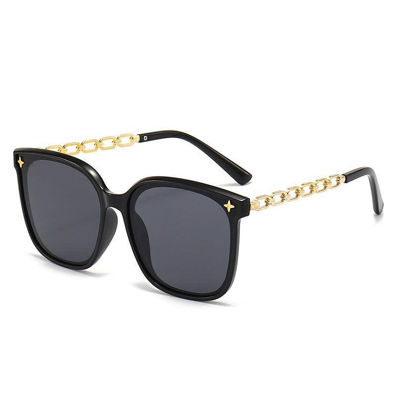 Statement Kettenakzent Quadrat Sonnenbrille