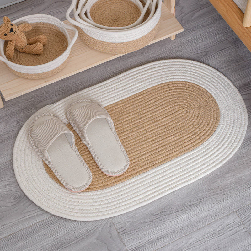 Eleganter Runder Pouf Aus Naturmaterialien Brehn
