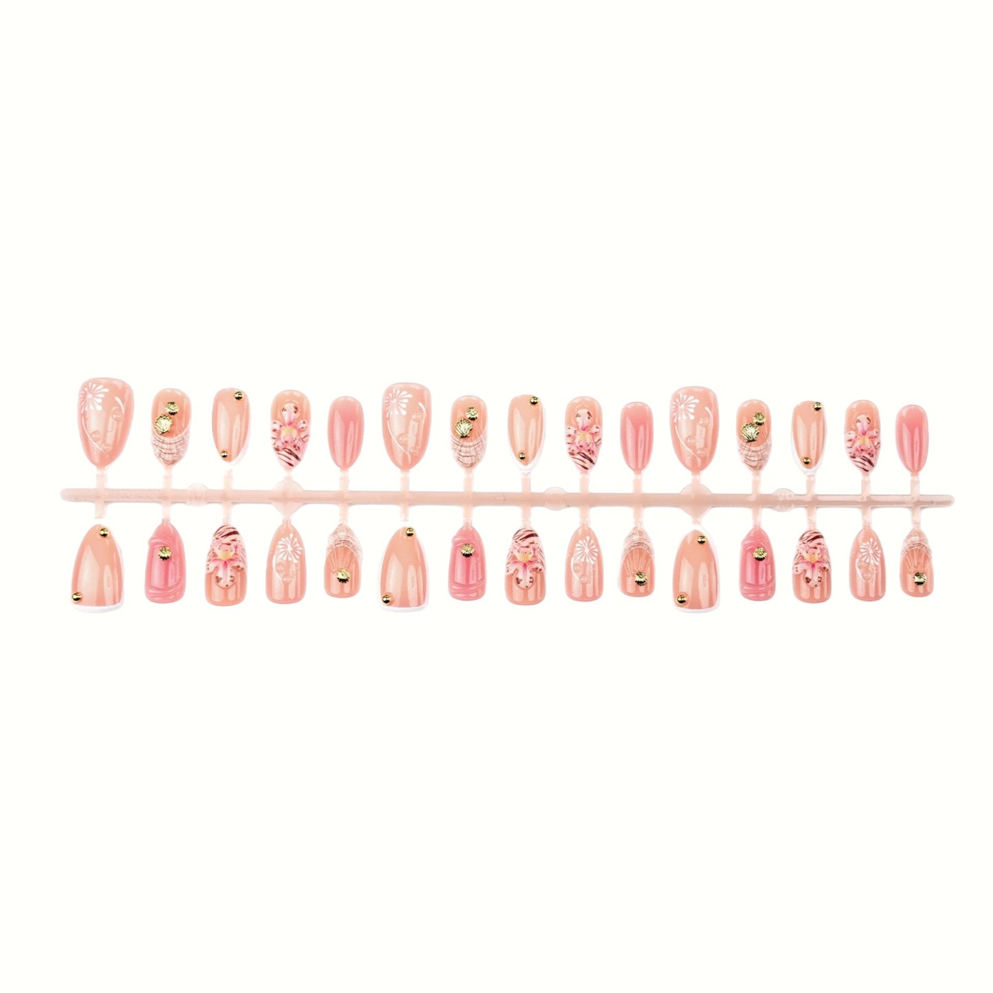 Elegantes floral verziertes Press-On-Nagel-Set Brehn