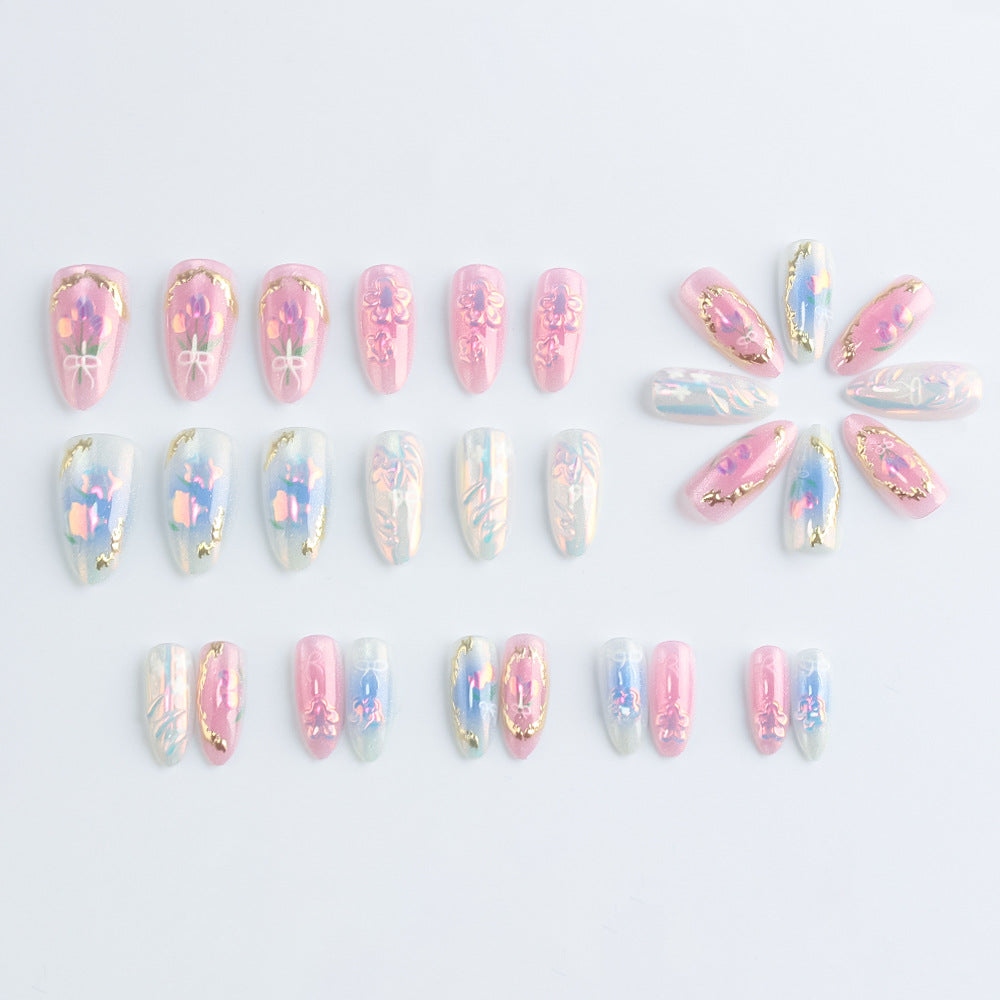 Künstlerische Blumen Press-on Nagelkunst Brehn
