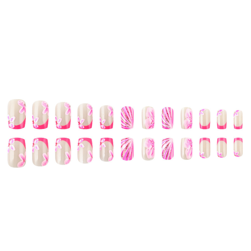 Künstlerische florale Gel Press-On Nägel Brehn