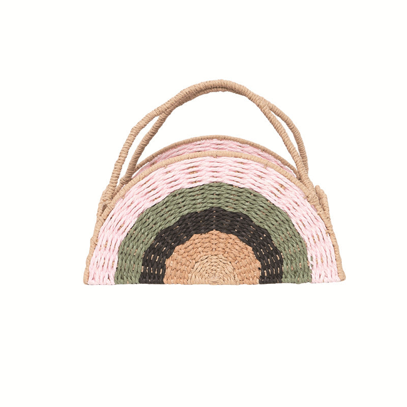 Woven Straw Rainbow Tote Brehn