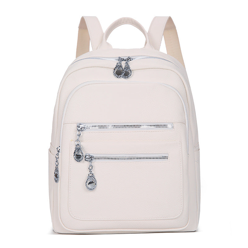 Stylischer Mehrfach-Taschen Leder-Rucksack Brehn