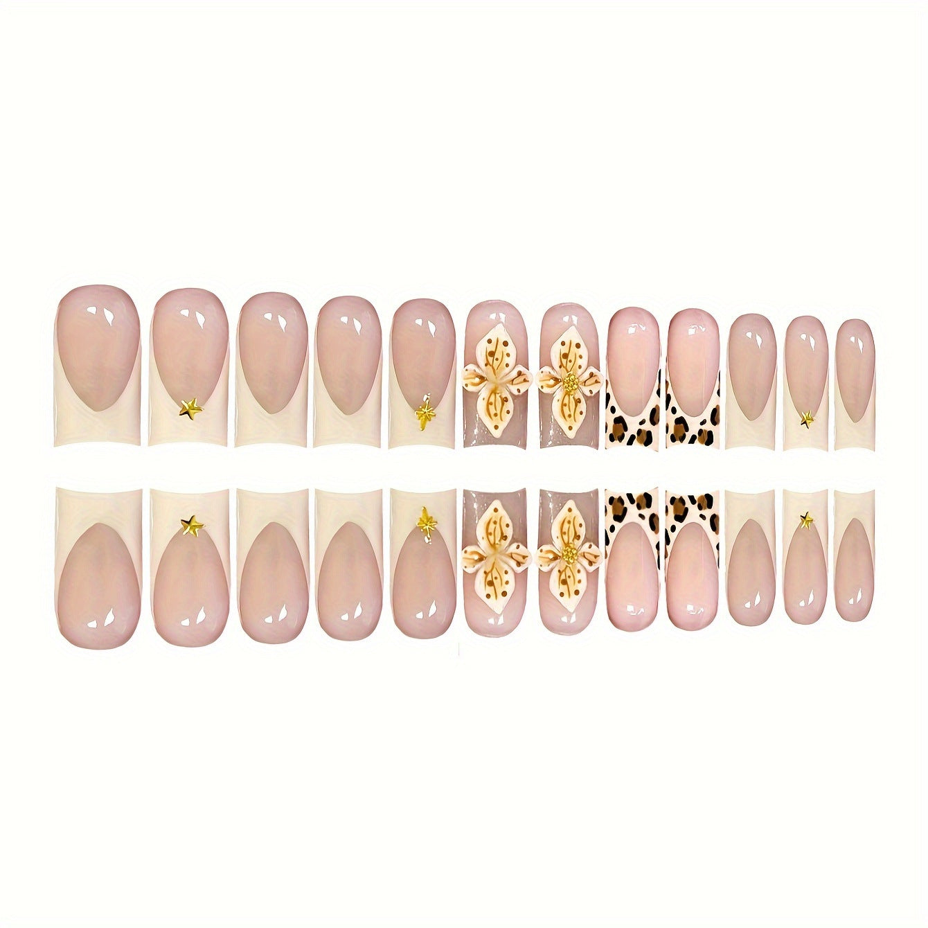Künstlerische florale und Tierdruck Press-On Nagelkunst Brehn