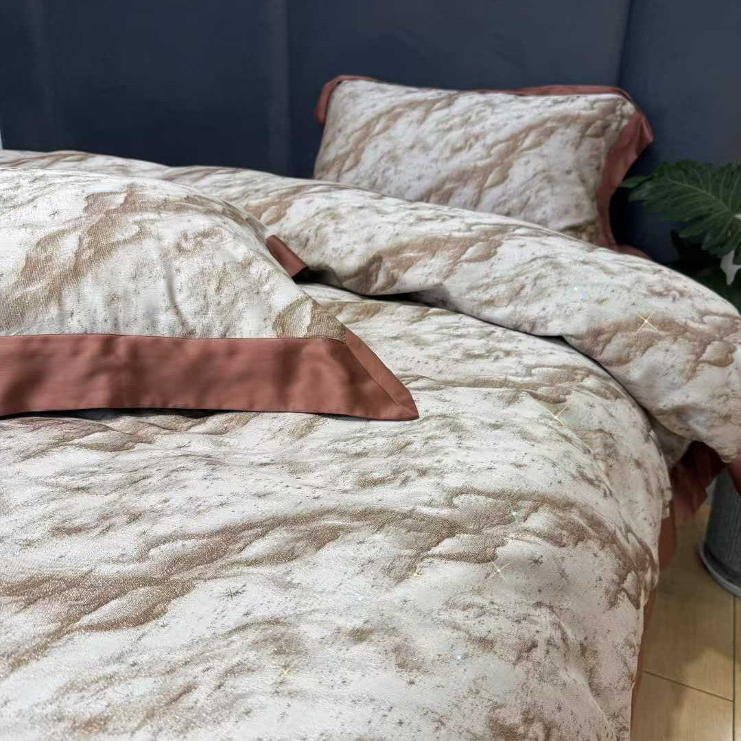 Luxus Marmor-Effekt Samt Bettwäsche Set