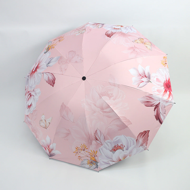 Damen Regenschirm mit floralen Mustern und UV-Schutz Brehn