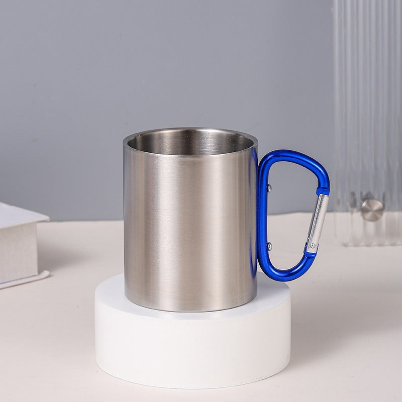 Damen Edelstahl Kaffeebecher mit Karabinergriff Brehn