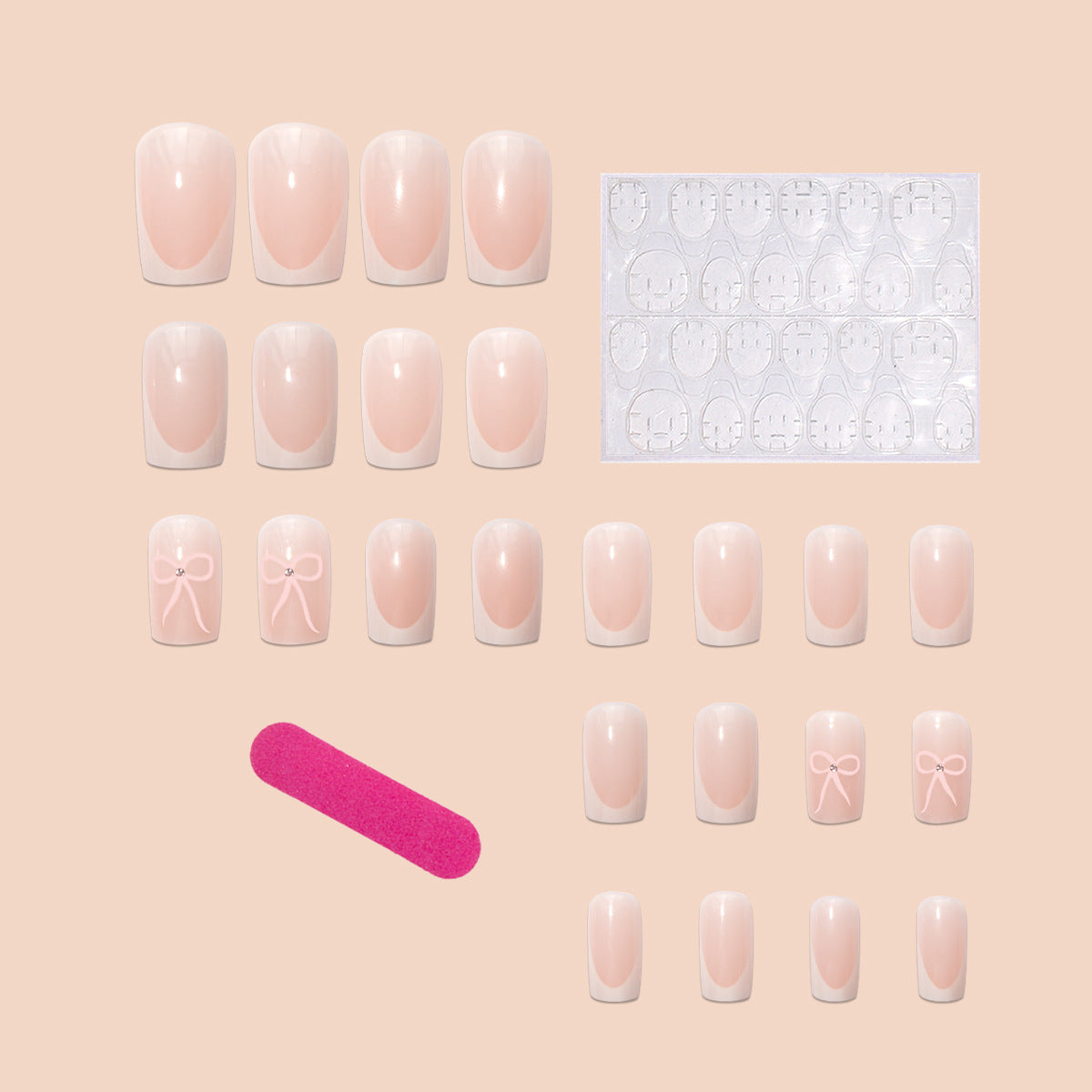 Kunstnagelset mit eleganten Schleifen- und Glitzerakzenten Brehn