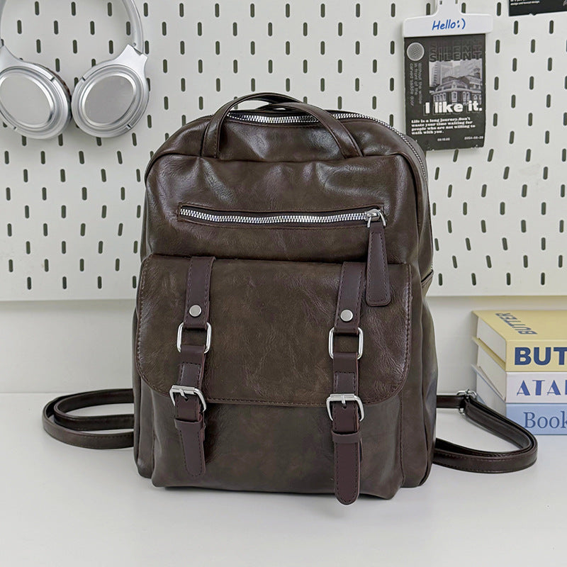 Lässiger Leder-Schulrucksack