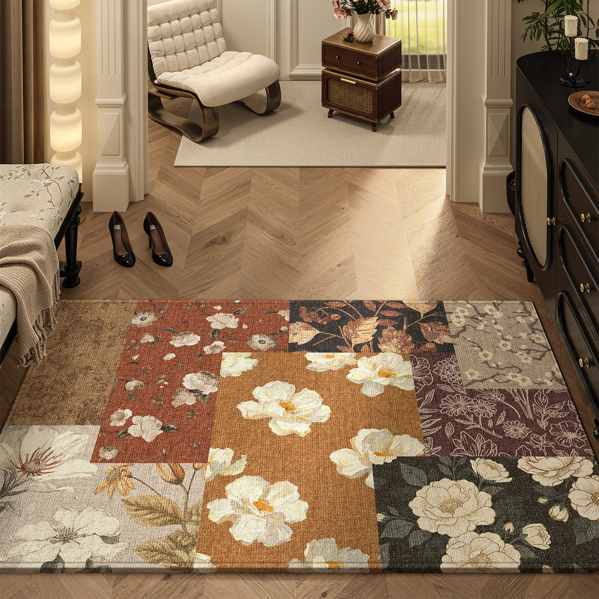 Dekorativer floral Patchwork-Teppich