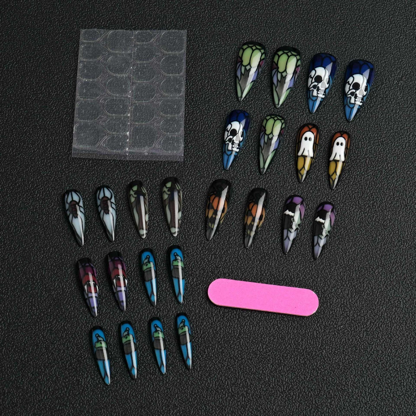 Künstlerische Halloween-Themen Stiletto Presse-On Nägel Brehn