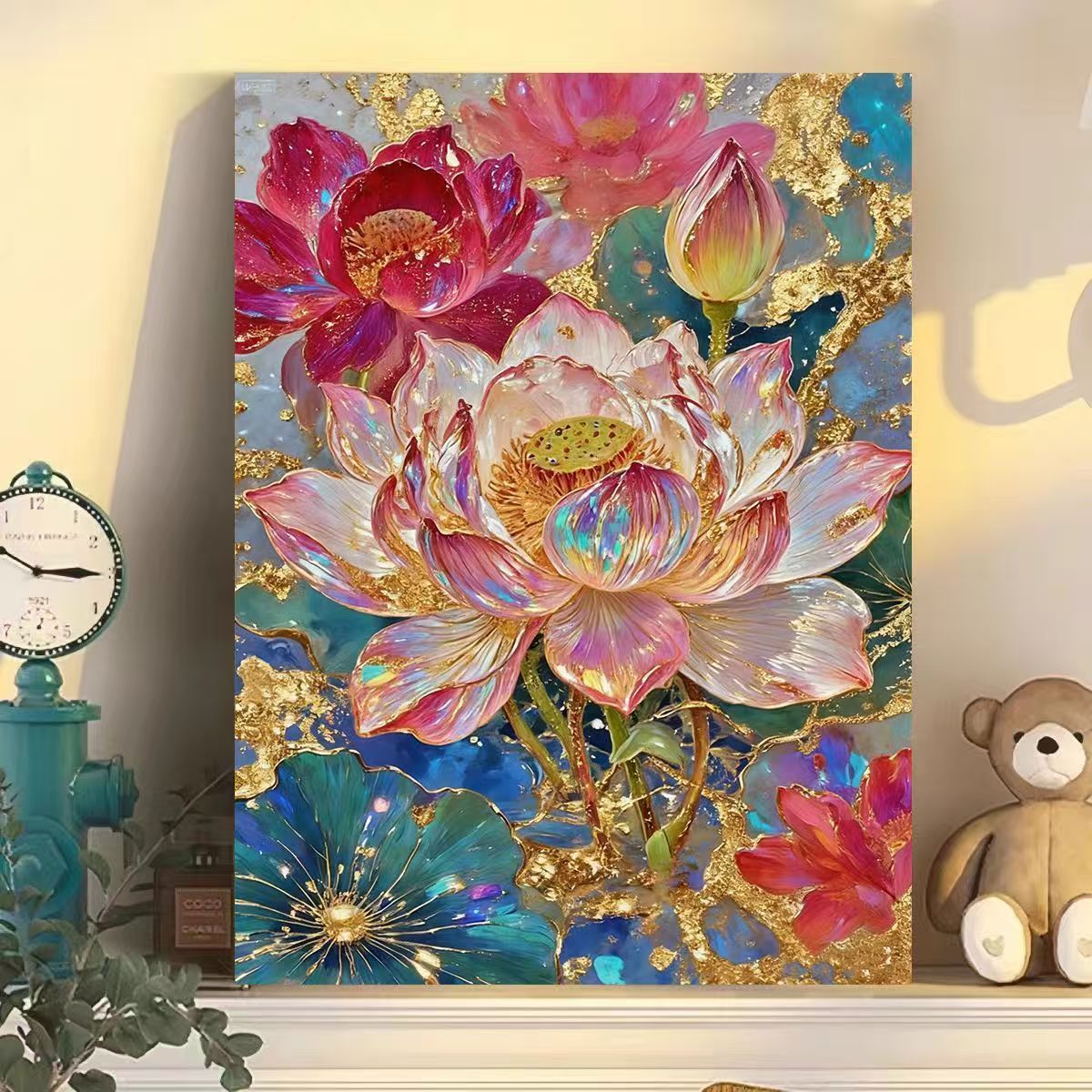 Luxuriöse florale abstrakte Leinwand Wandkunst Brehn