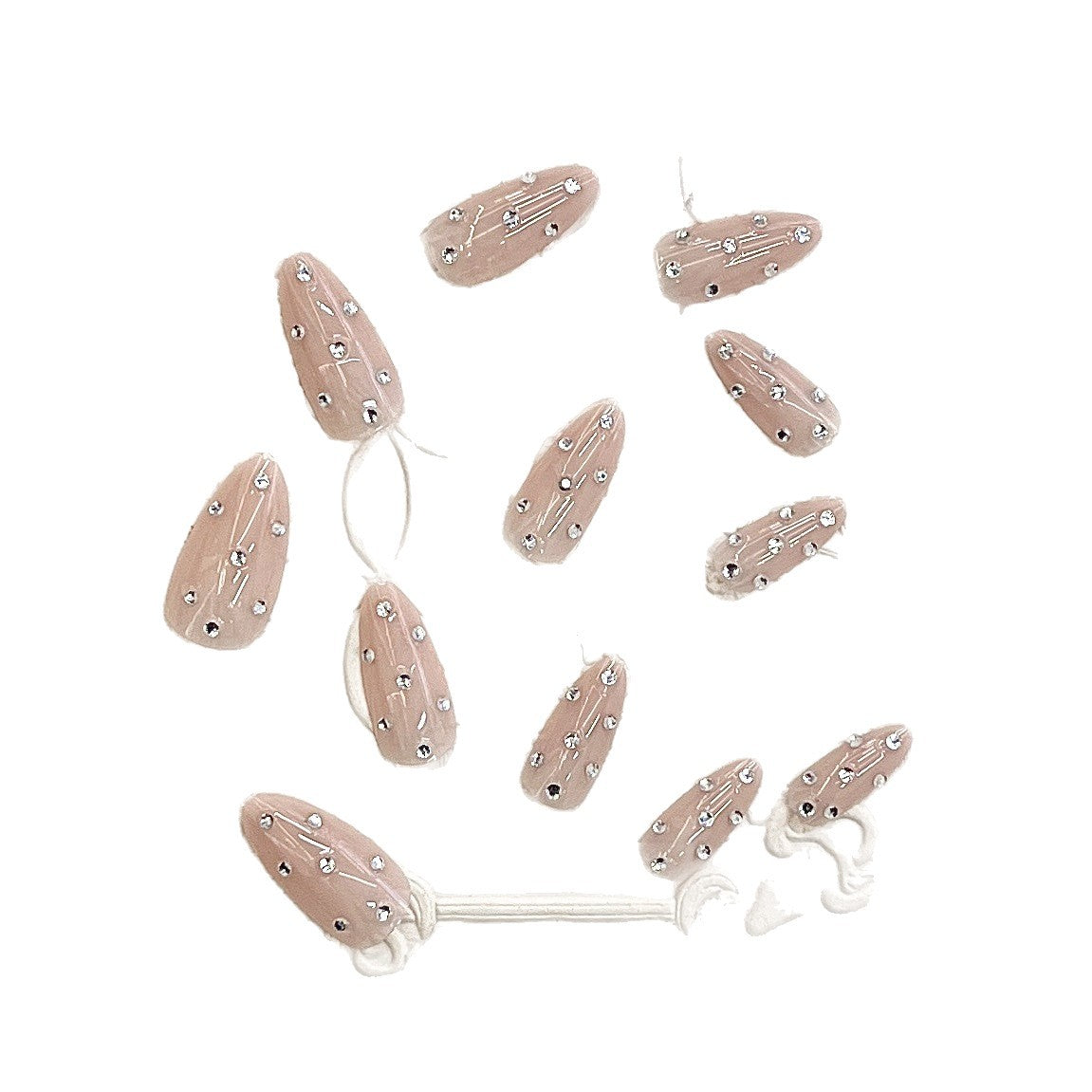 Dekorative Stiletto Press-On Nägel mit Strass-Akzenten Brehn