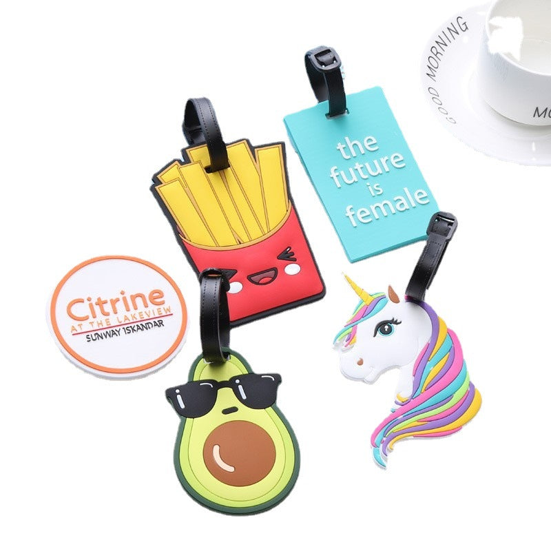 novelty silikon gepäckanhänger set mit cartoon avocado einhorn pommes und motivierenden slogan Brehn