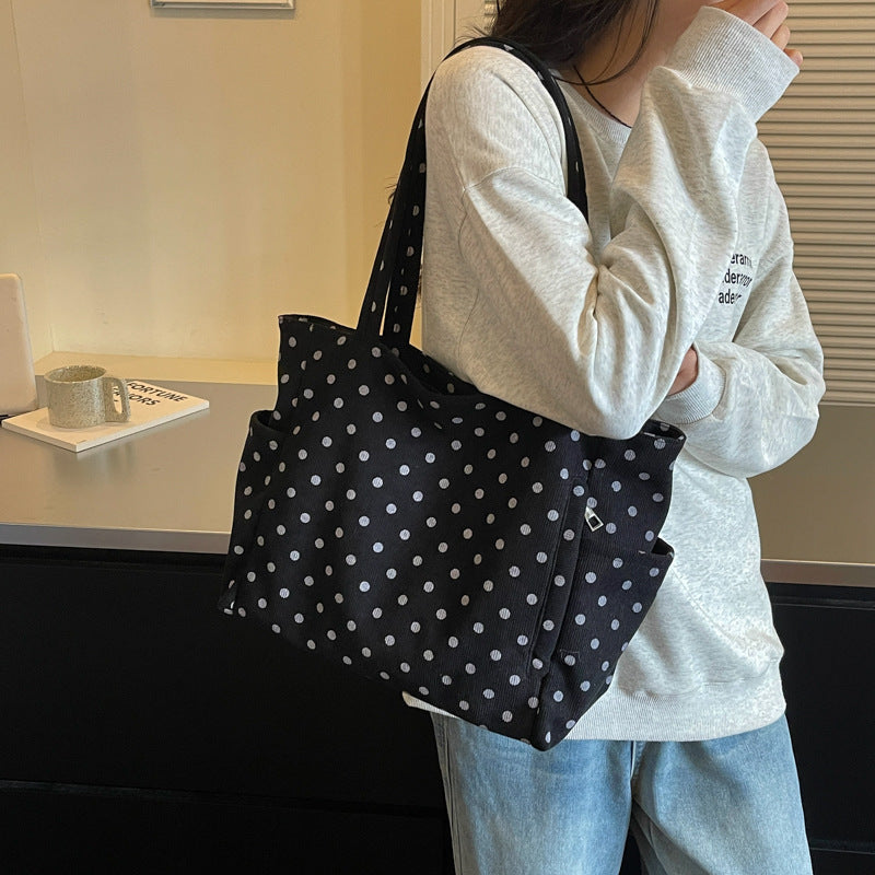 Geräumige Pünktchen-Canvas-Tasche