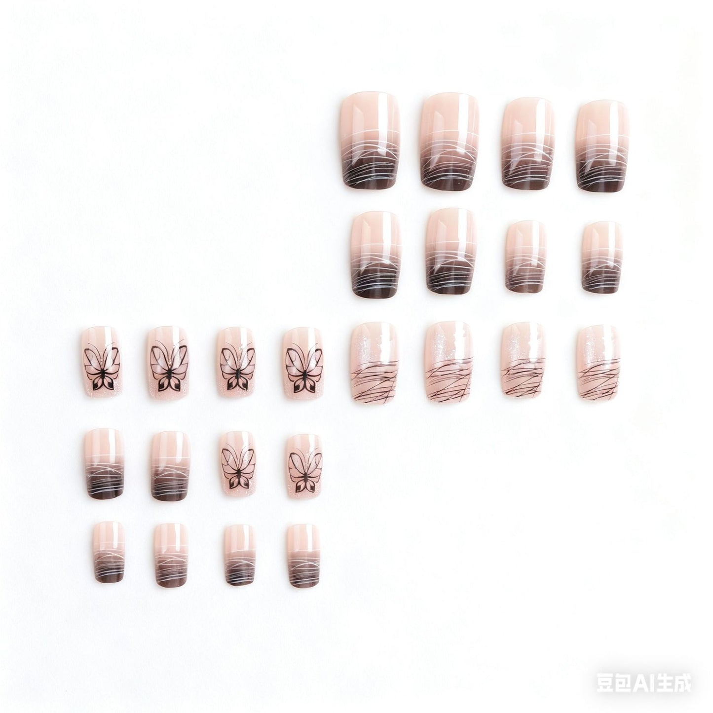 Elegante Schmetterlings-Themen Druck-Nagelkunst Brehn