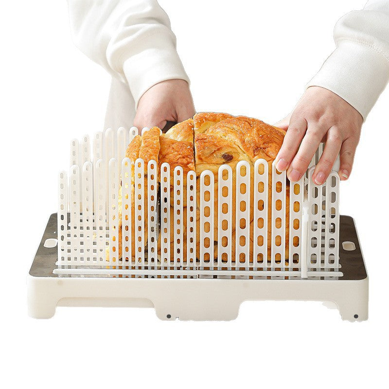Adjustable Bread and Toast Slicing Guide with Slot Dividers and Removable Drip Tray